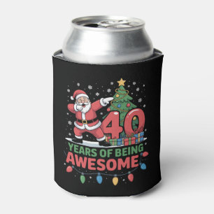 40 Years Christmas Birthday Santa Dabbing Xmas Can Cooler