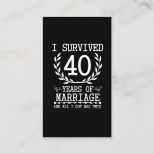 40 Years Husband Wife 40th Wedding Anniversary Business Card