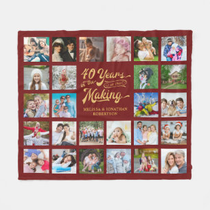 40 Years in the Making Photo Collage Anniversary Fleece Blanket