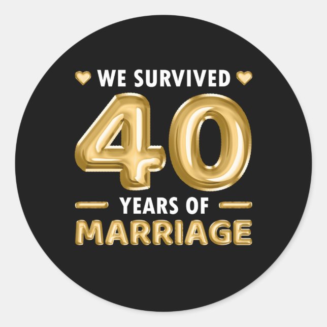 40 Years Marriage 40Th Wedding Anniversary Classic Round Sticker (Front)