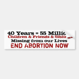 40 years of Abortion tragic loss Bumper Sticker