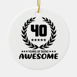 40 Years of being Awesome Ceramic Tree Decoration
