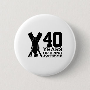 40 Years Of Being Awesome Cricket 40th Birthday  6 Cm Round Badge