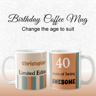 40 years of being awesome name orange green coffee mug
