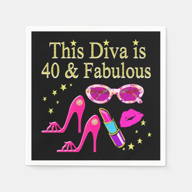 40 YEARS OLD AND A FABULOUS DIVA NAPKIN (Front)