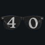 40 Years Old Birthday Party Sunglasses<br><div class="desc">40 years old birthday sun glasses. Black with white text.</div>