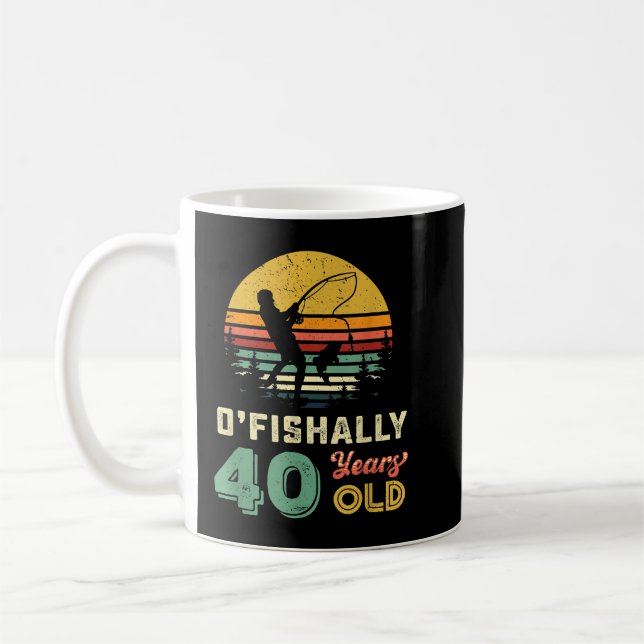 40 Years Old Fishing Gift 40th Birthday Cool Forty Coffee Mug (Left)