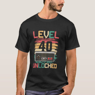 40 Years Old Level 40 Unlocked 40th Birthday Men V T-Shirt
