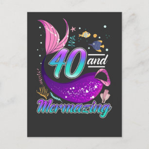 40 Years Old Mermaid 40th Birthday Wife Girlfriend Postcard