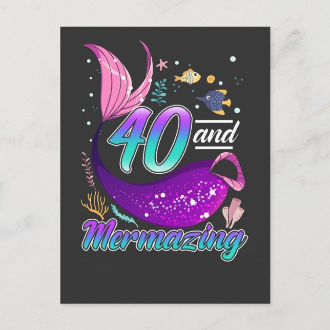 40 Years Old Mermaid 40th Birthday Wife Girlfriend Postcard (Front)