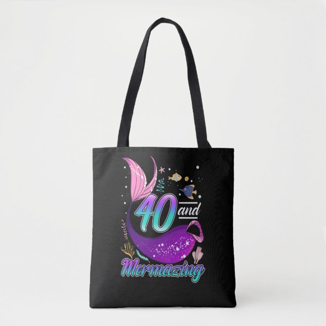 40 Years Old Mermaid 40th Birthday Wife Girlfriend Tote Bag (Front)