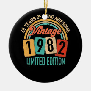 40 Years Old Of Be Awesome In 1982 40th Birthday Ceramic Tree Decoration