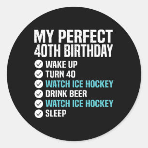 40 Years Old Perfect 40th Birthday Ice Hockey 40th Classic Round Sticker