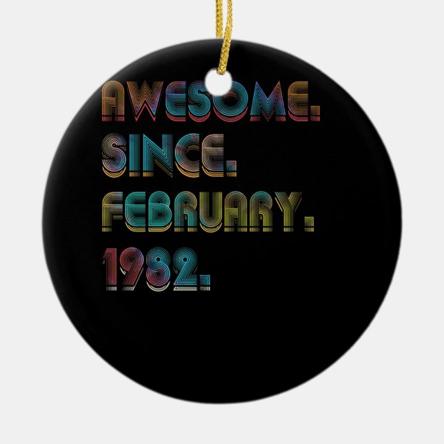 40 Years Old Since February 1982 40th Birthday Ceramic Tree Decoration (Front)