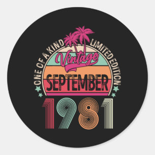 40 Years Old Vintage Sep 1981 40th Birthday Classic Round Sticker