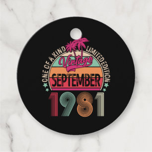 40 Years Old Vintage Sep 1981 40th Birthday Favour Tags