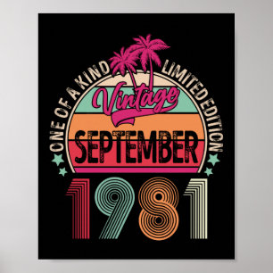 40 Years Old Vintage Sep 1981 40th Birthday Poster