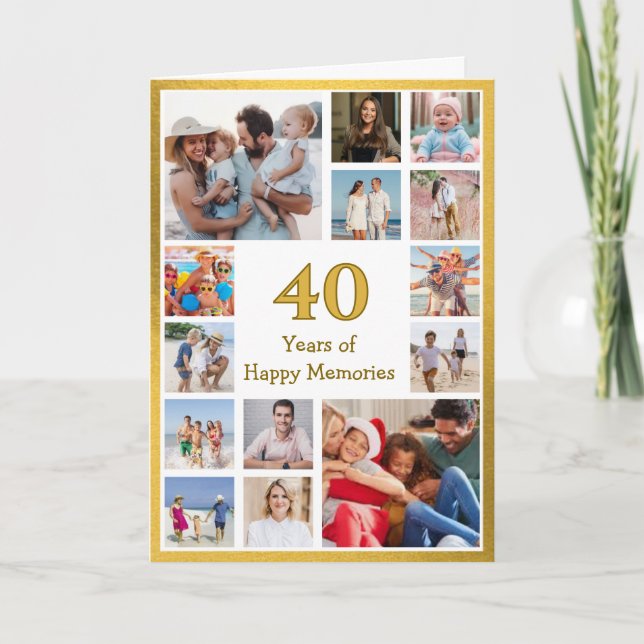 40 years (or any age) of happy memories birthday card (Front)