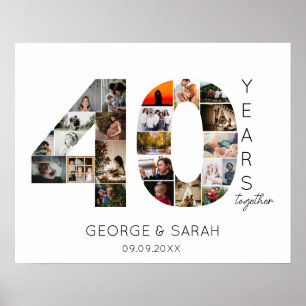 40 Years Photo Collage ruby Wedding Anniversary Poster