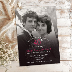 40 Years Photo Vertical Anniversary Party Invitation
