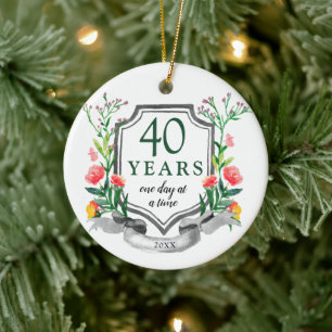 40 Years Sobriety Anniversary Personalised Sober Ceramic Tree Decoration