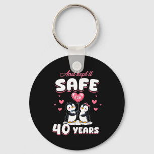 40 Years Wedding Anniversary Penguin Couples Match Key Ring