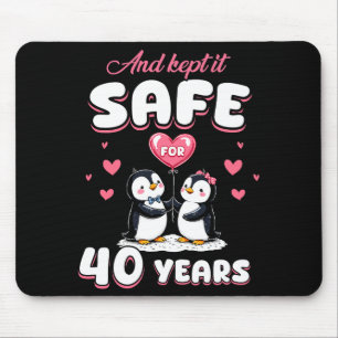 40 Years Wedding Anniversary Penguin Couples Match Mouse Mat
