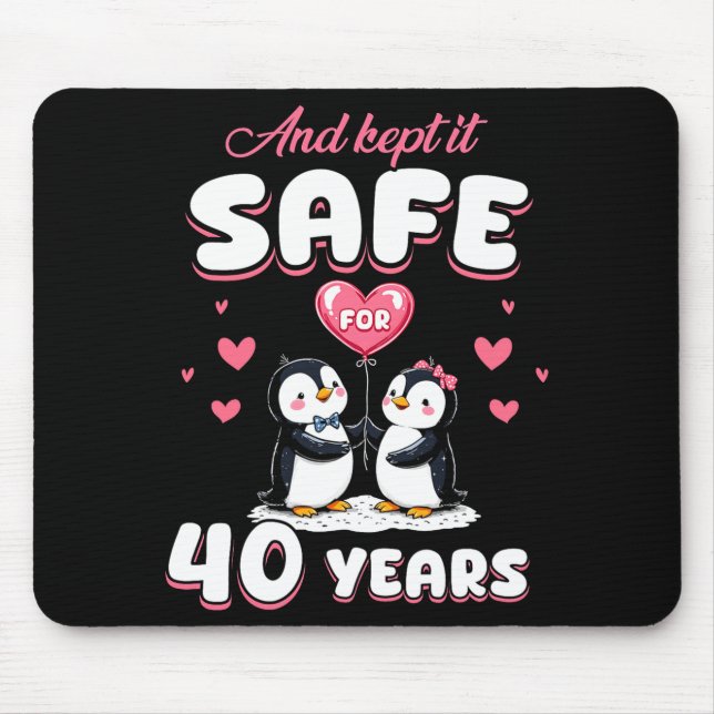 40 Years Wedding Anniversary Penguin Couples Match Mouse Mat (Front)