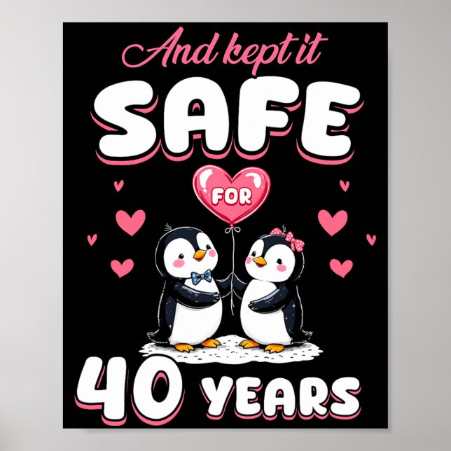 40 Years Wedding Anniversary Penguin Couples Match Poster (Front)