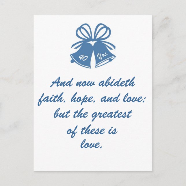 40 Years, Wedding Anniversary Postcard (Front)