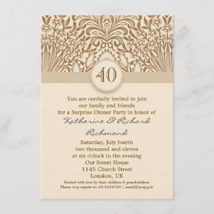 40 years wedding anniversary vintage brown invites