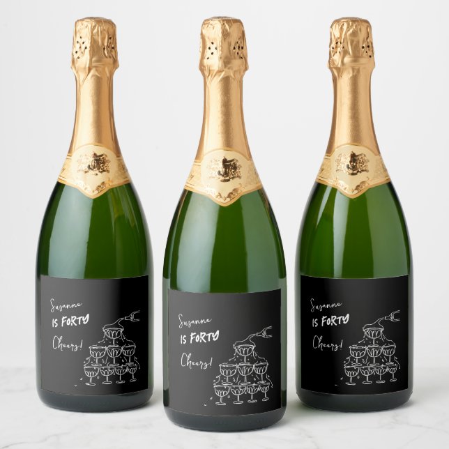 40 years wine label favours decor (Bottles)