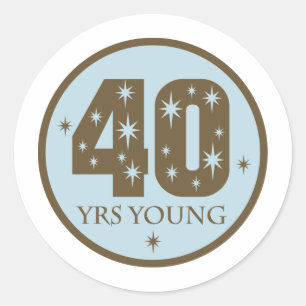 40 Years Young 40th Birthday blue Classic Round Sticker
