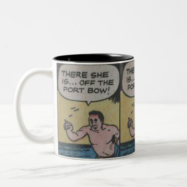 40s Vintage Comic Two-Tone Coffee Mug (Left)