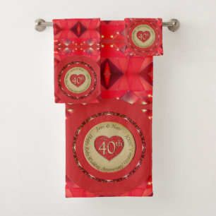 40th/15th Ruby Anniversary Towel