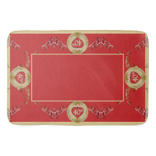 40th/15th Ruby Red Wedding Anniversary  Bath Mat