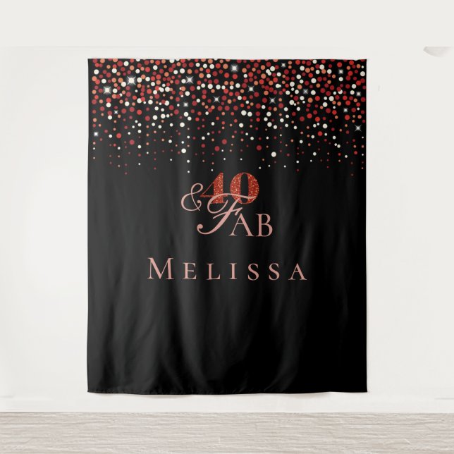 40th (40 & fab)) birthday confetti design Tapestry (Front)