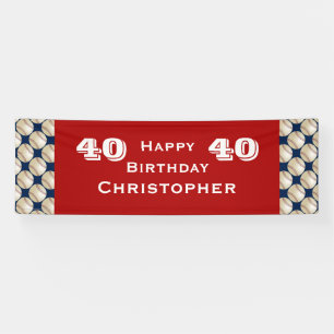 40th, 45th Birthday Party Baseball Red Blue Banner