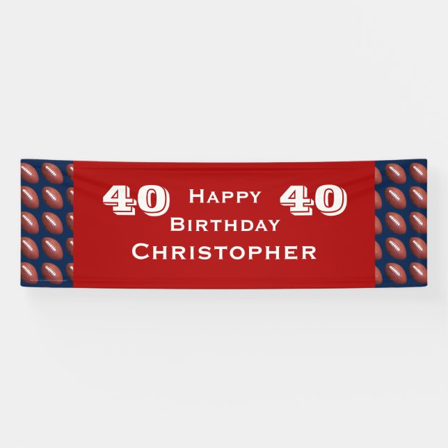 40th, 45th Birthday Party Football Banner, Jumbo Banner (Horizontal)
