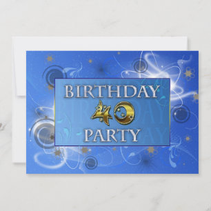 40th Abstract lights Birthday party invitation