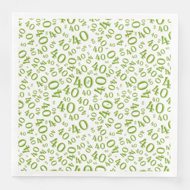 40th Age Random Number Pattern Green/White Napkin (Front)