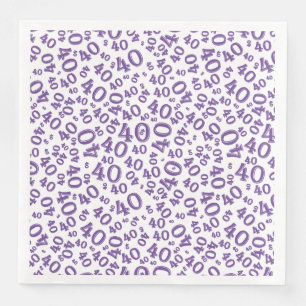 40th Age Random Number Pattern Purple/White Napkin
