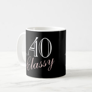 40th and Classy Black Elegant Script Birthday Coffee Mug