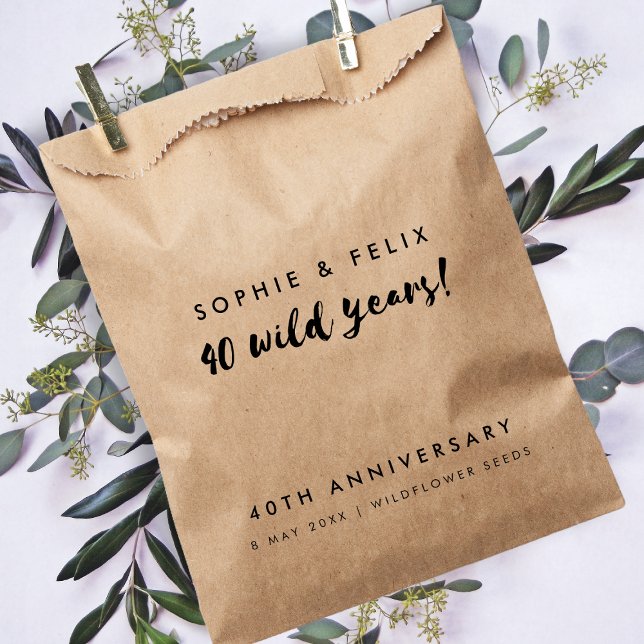 40th Anniversary | 40 Wild Years Rustic Kraft Seed Favour Bags (Creator Uploaded)