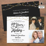 40th ANNIVERSARY 40 YEARS IN THE MAKING Black Gold Invitation<br><div class="desc">Invite guests to an anniversary party 40 YEARS IN THE MAKING with these fun black and gold invitations featuring a retro typography title design that incorporates their wedding year within the design, string lights and personalised with 2 photos (perhaps use Then and Now pictures for a memorable keepsake). CHANGES: Change...</div>