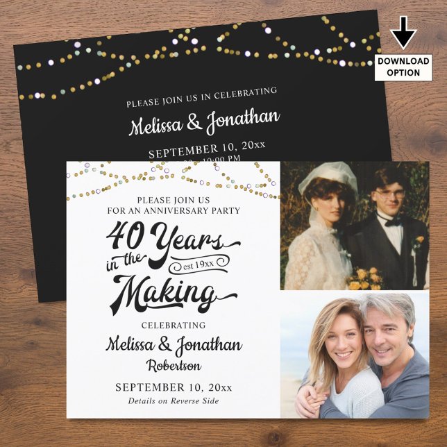 40th ANNIVERSARY 40 YEARS IN THE MAKING Black Gold Invitation (Creator Uploaded)