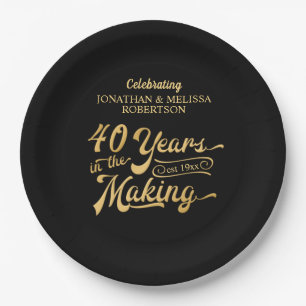40th Anniversary 40 YEARS IN THE MAKING Retro Paper Plate
