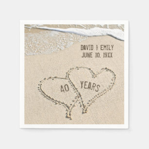 40th Anniversary Beach Hearts Napkins
