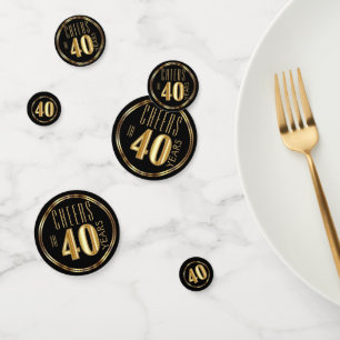 40th Anniversary / Birthday - Black and Gold Confetti