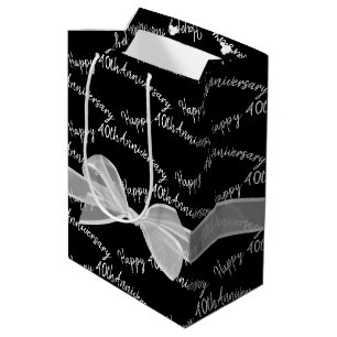 40th Anniversary Bow on Black  Medium Gift Bag